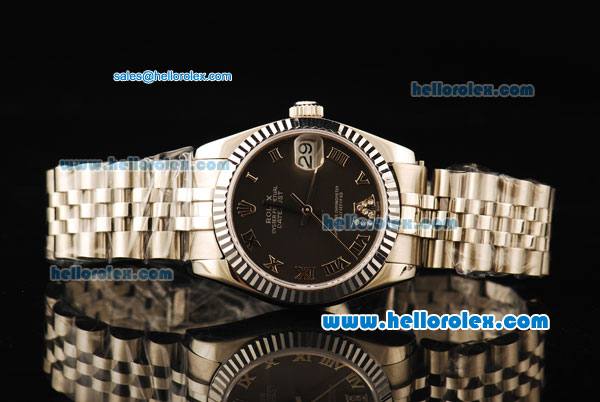 Rolex Datejust Automatic Movement Full Steel with ETA Coating Case and Black Dial - Click Image to Close